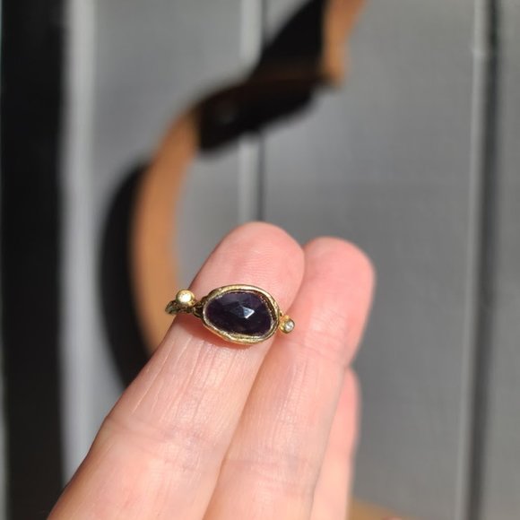 Black Opal & Topaz golden wreath vine ring sz7 - Picture 10 of 10